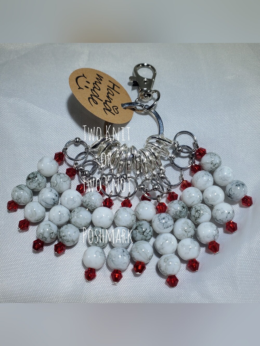 ⭐️ OOAK Handmade Beaded Stitch Markers Bag Charm Set